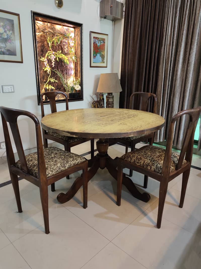 ROUND DINNING TABLE WITH 6 CHAIRS (PURE SHEESHAM) 4