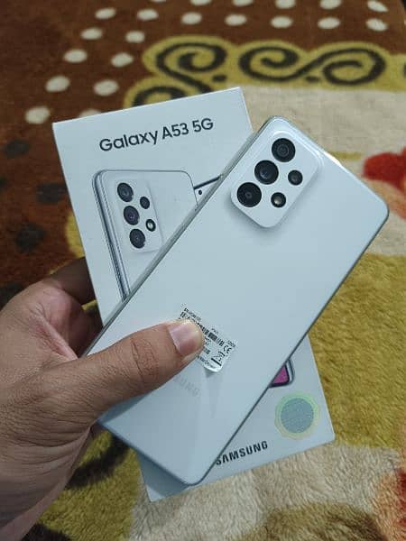 I am sale Samsung galaxy A53 5G 8gb 128gb with box 1
