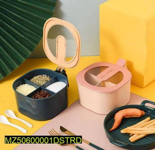 4 in 1 Partition Kitchen Seasoning Spice box with spoon 1