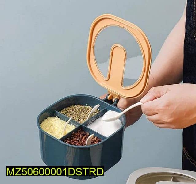 4 in 1 Partition Kitchen Seasoning Spice box with spoon 2