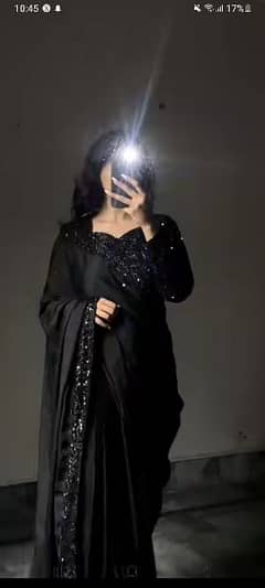 Black unstitched saree