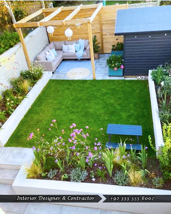 Home Garden - Artificial Grass Home & Office Decor - Terrace Design 5