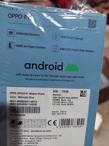 OPPO F 19 (6GB + 6GB RAM extendable) AND 128GB storage 6
