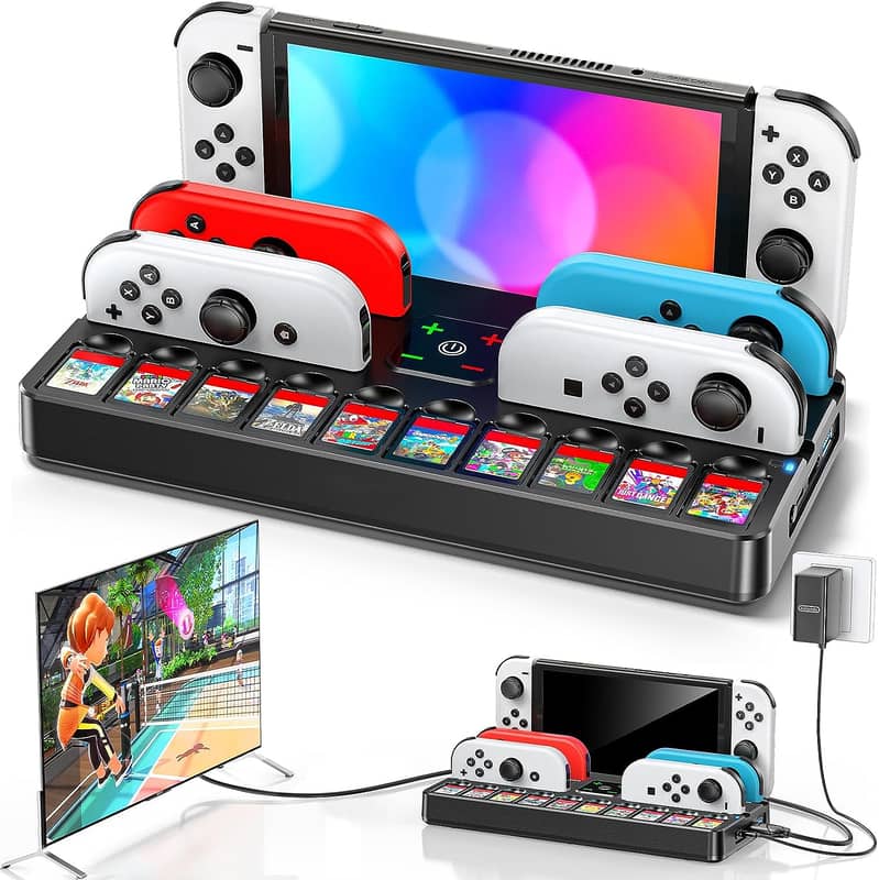 Tokluck Switch TV Docking Station with Joy Con Charger 10 Card Slot 0
