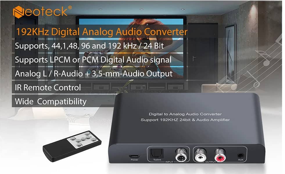 DAC Digital Coaxial Toslink Optical to Analog Converter 3.5mm Remote 4