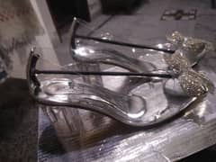 good quality and crystal bow transparent heels 0