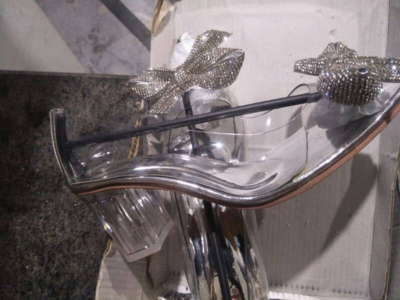 good quality and crystal bow transparent heels 1