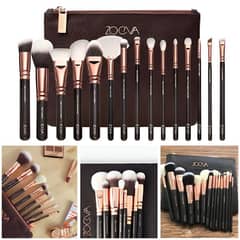 15pcs Brushes Set with Original ZOEVA Leather Pouch (Wooden) 0