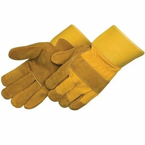 Deluxe Work Gloves Single Palm Split Leather 3” Rubber Cuff Cowhide 2