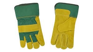Deluxe Work Gloves Single Palm Split Leather 3” Rubber Cuff Cowhide 3