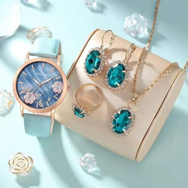 5pcs Luxury watch and Jewelry Set Women Fashion watch and Jewelry Set 0