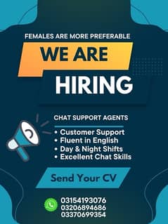 Female and Male staff Required for chat support