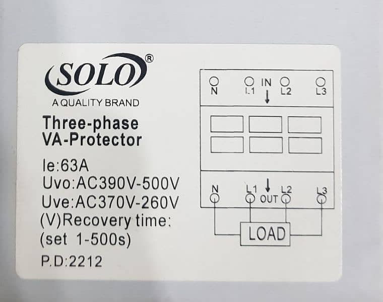 3-phase Adjustable V/A protector (63 A) 2