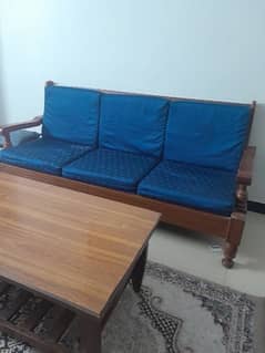 wooden 5 Seater Sofa Set + wooden table 0
