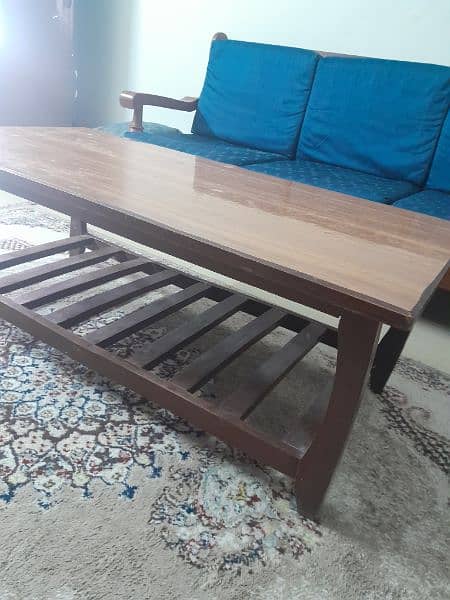 wooden 5 Seater Sofa Set + wooden table 1