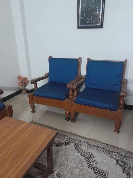 wooden 5 Seater Sofa Set + wooden table 2