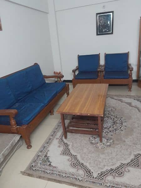 wooden 5 Seater Sofa Set + wooden table 3