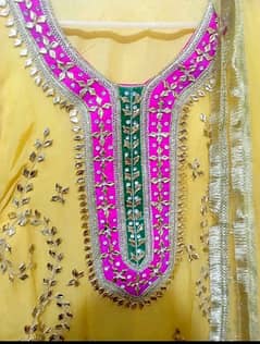 embroidery suit with Chiffon kameez and net dupatta