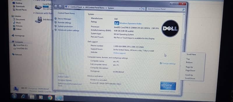 Dell Laptop Corr i. 5 For sale with charger 4