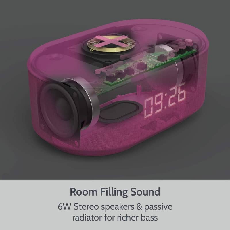 i-box Bedside Radio Alarm Clock, BT Speaker, QI Wireless Charging 1