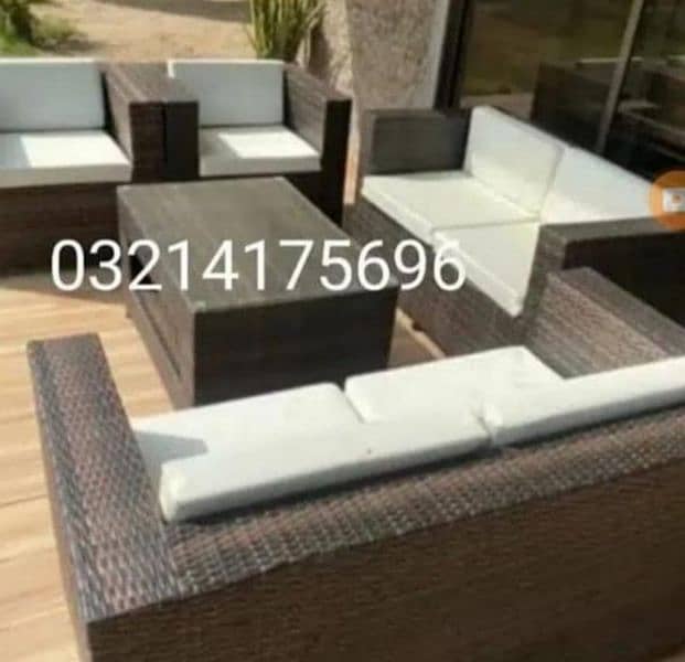 OUTDOOR GARDEN RATTAN UPVC FURNITURE SOFA SET CHAIRS TABLE UMBRELLA 8