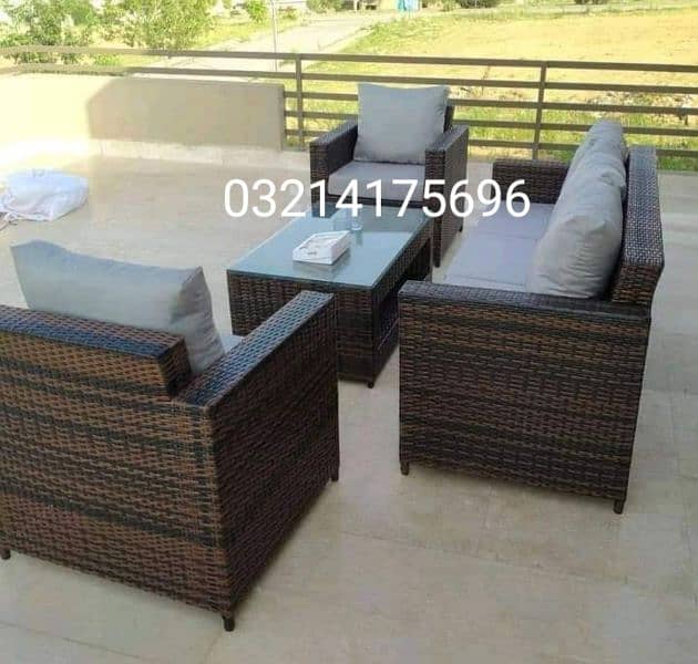 OUTDOOR GARDEN RATTAN UPVC FURNITURE SOFA SET CHAIRS TABLE UMBRELLA 12