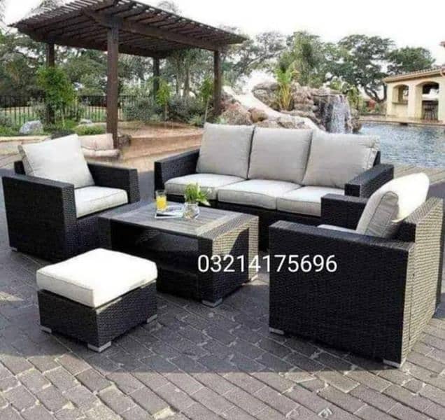 OUTDOOR GARDEN RATTAN UPVC FURNITURE SOFA SET CHAIRS TABLE UMBRELLA 13