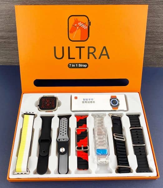 Ultra 7 in 1 Smart Watch With 7 Straps And Charger 0