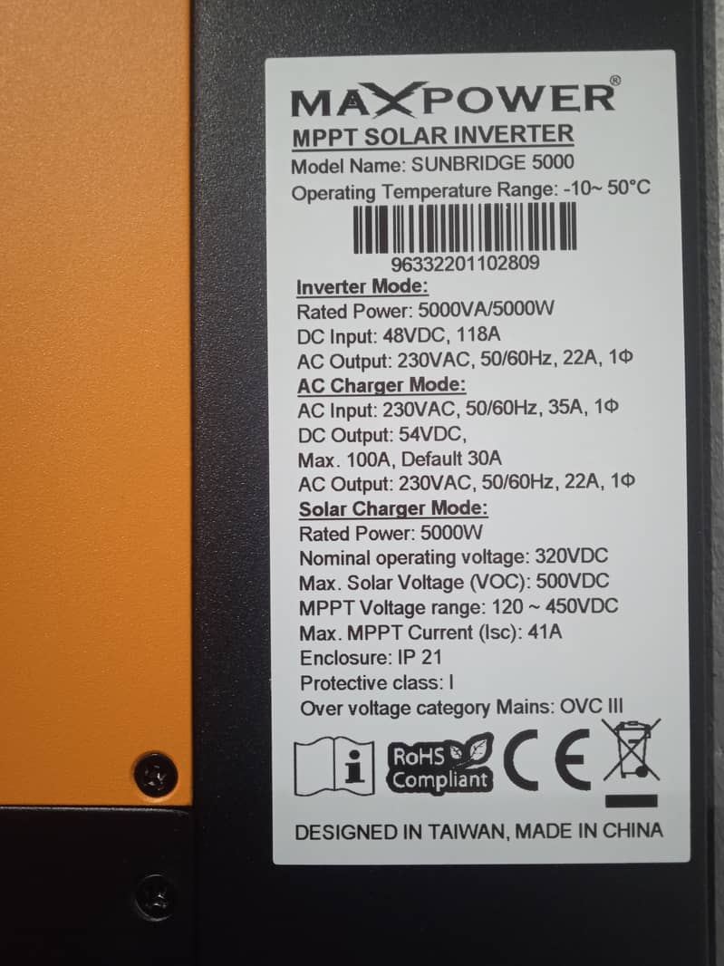 Solar Inverter, Max power VM - II, 5000 sunbridge 5 kw 1