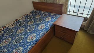 One Single Bed and Matress with side table 0
