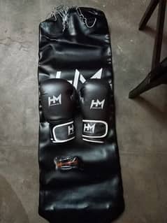 Boxing bag 4feet, punching gloves, Patti 9 feet, Metal chain available