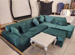 l shape sofa 6 seater with Puffy
