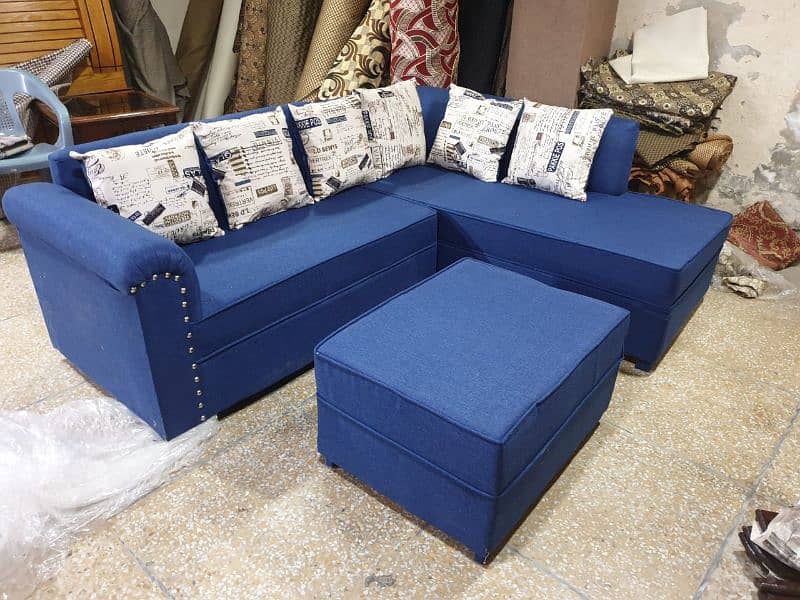 l shape sofa 6 seater with Puffy 16