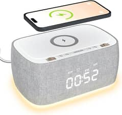 EZVALO 6-in-1 Alarm Clock-Wireless Charger-BT Speaker-Radio-Light