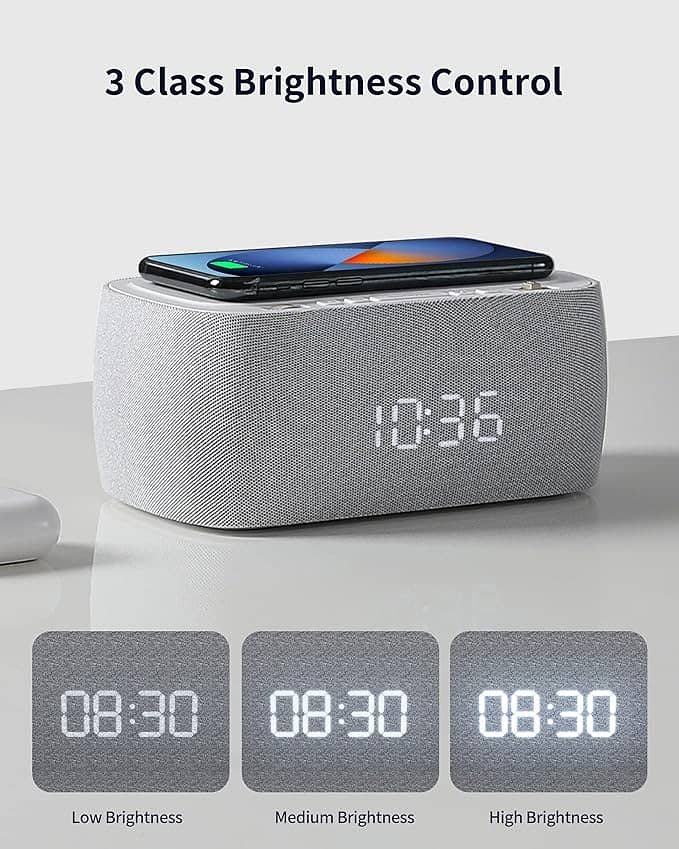 EZVALO 6-in-1 Alarm Clock-Wireless Charger-BT Speaker-Radio-Light 3
