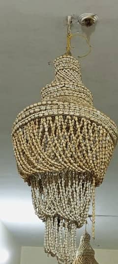 "CHANDLIER" Unique Vintage Cowrie Shell Hanging Light