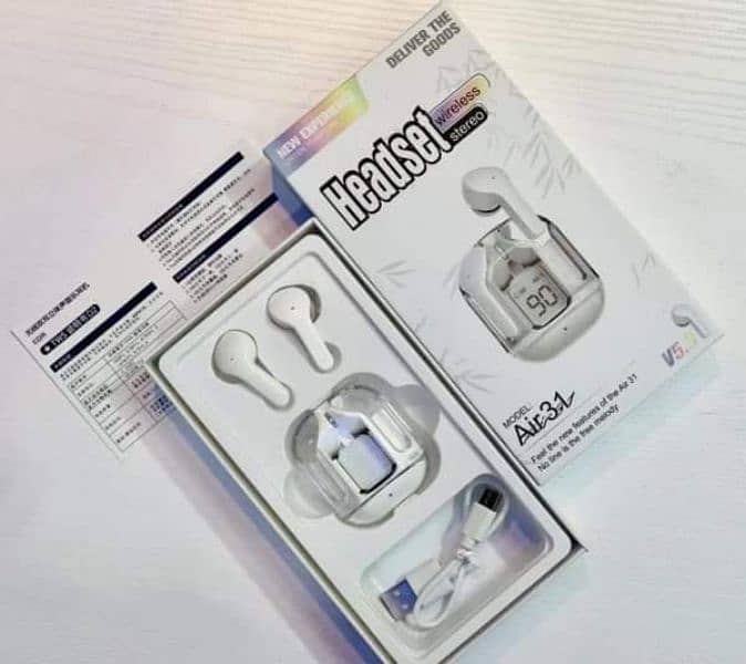 Air 31 Wireless Earbuds Crystal Transparent Body ( Random Color ) 5