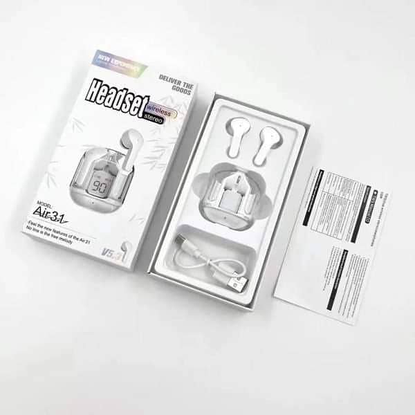 Air 31 Wireless Earbuds Crystal Transparent Body ( Random Color ) 8