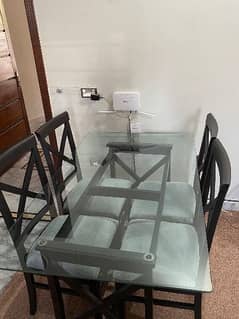 Dining table with 6 chairs.