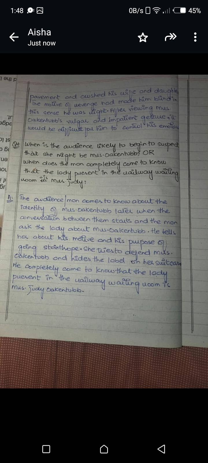 Handwritten assignment work 1