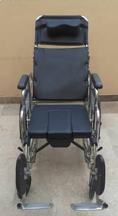 Folding Reclining Wheelchair with Commode Attachment