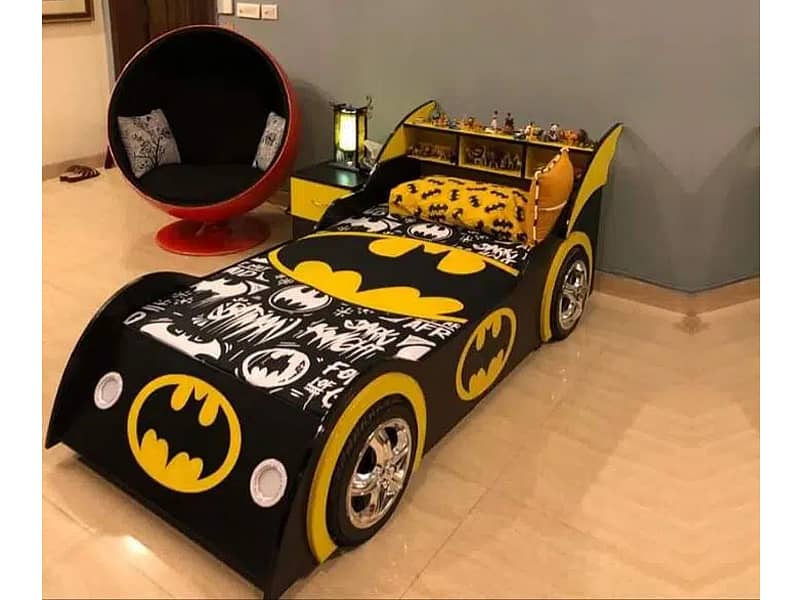 Boys Car Bed Batman shape with light for Bedroom Sale in Pakistan 1