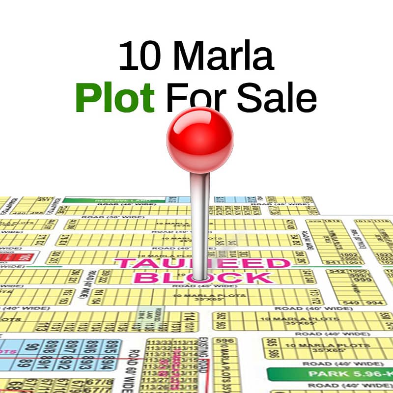10 Marla plot Available for sale in Tauheed Block Bahria Town Lahore 0