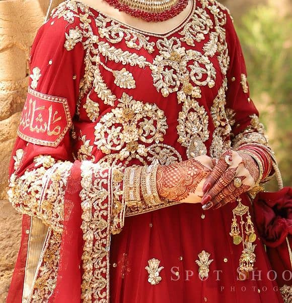 Designer bridal lehanga deep red colour 1