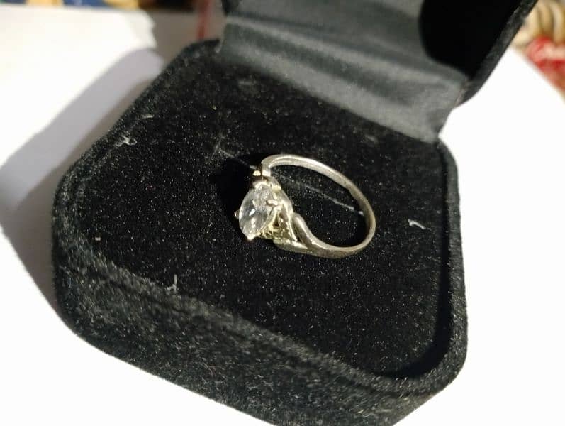Ladies Silver (Chandi) Ring With White Gem 3