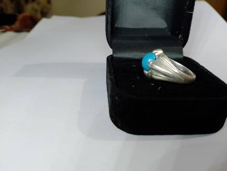 Mens Silver (Chandi) Ring With Feroza Gem 1