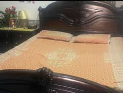king size wooden bed  with side table and dressing urgent for sale
