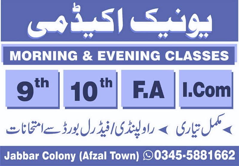 Teachers Required for 9th/10th, FA, F. Sc 5