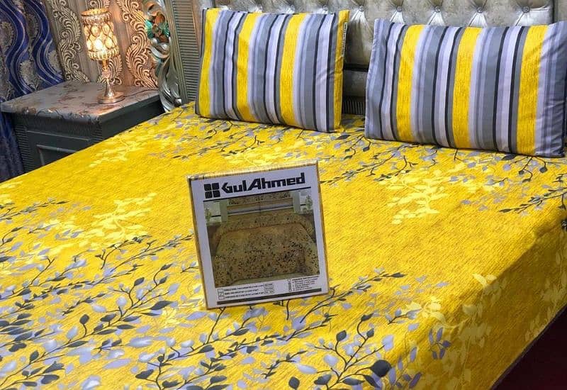 wholesale price 3pce Gul Ahmed  printed branded bedsheets king size 2
