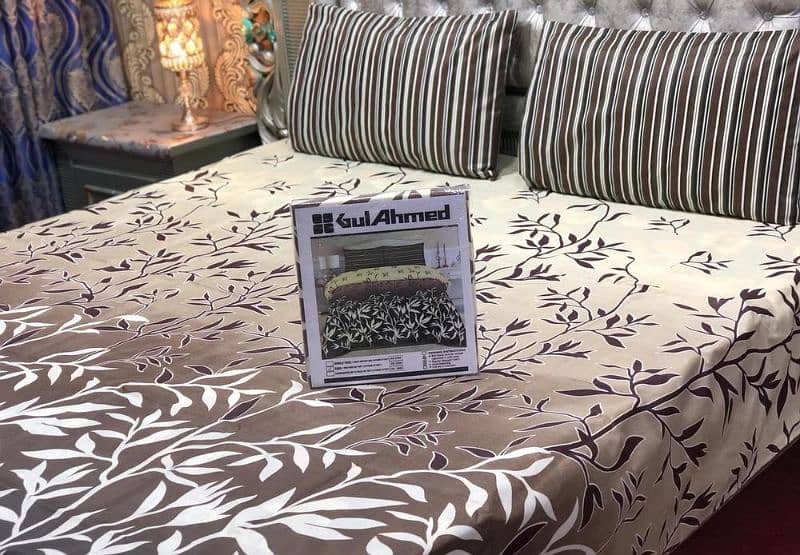 wholesale price 3pce Gul Ahmed  printed branded bedsheets king size 3